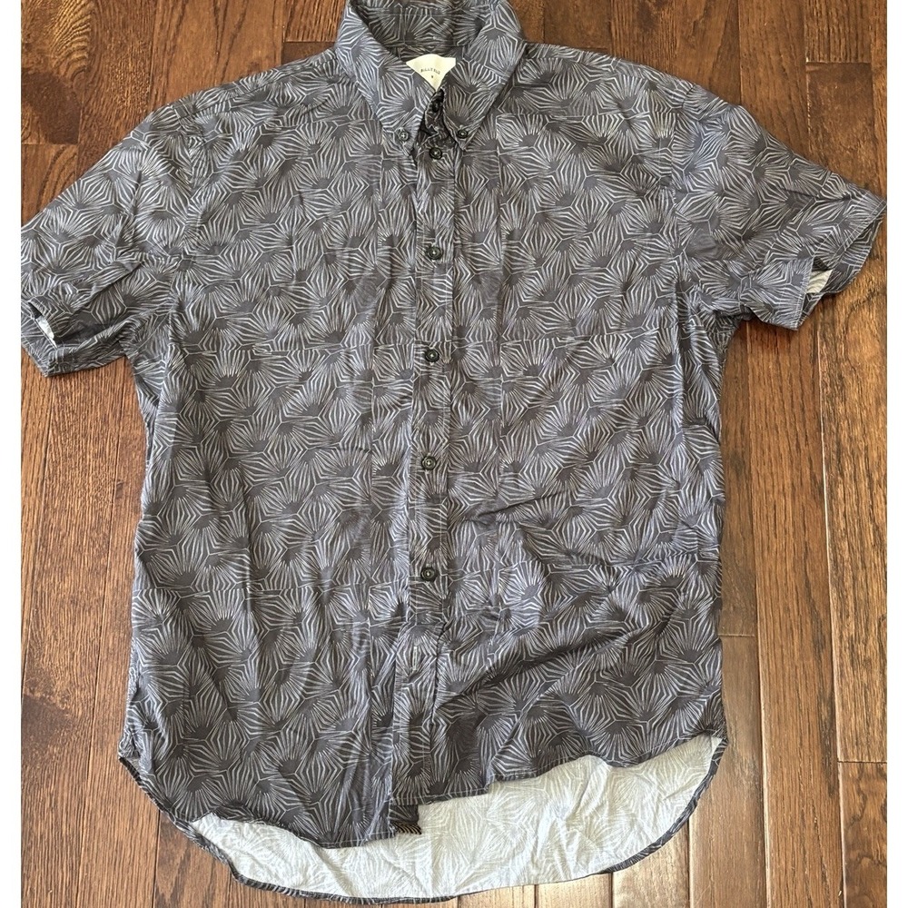 Billy Reid Shirt Mens Medium Slim Fit Geometric Short Sleeve Button Up Italy